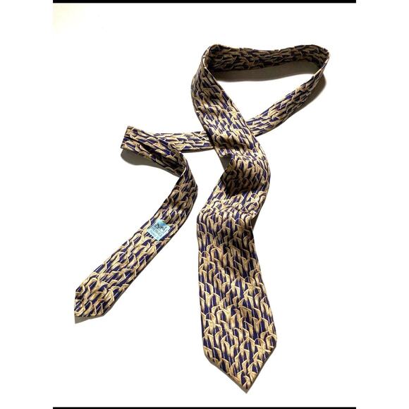 HERMES VINTAGE JACK IN THE PULPIT FLOWER TIE PLANT NATURE HIGH END FRANCE BLUE - Picture 6 of 12